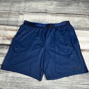 Nike Dri-Fit Knit Veneer Mesh Blue Training Shorts Size-XXL